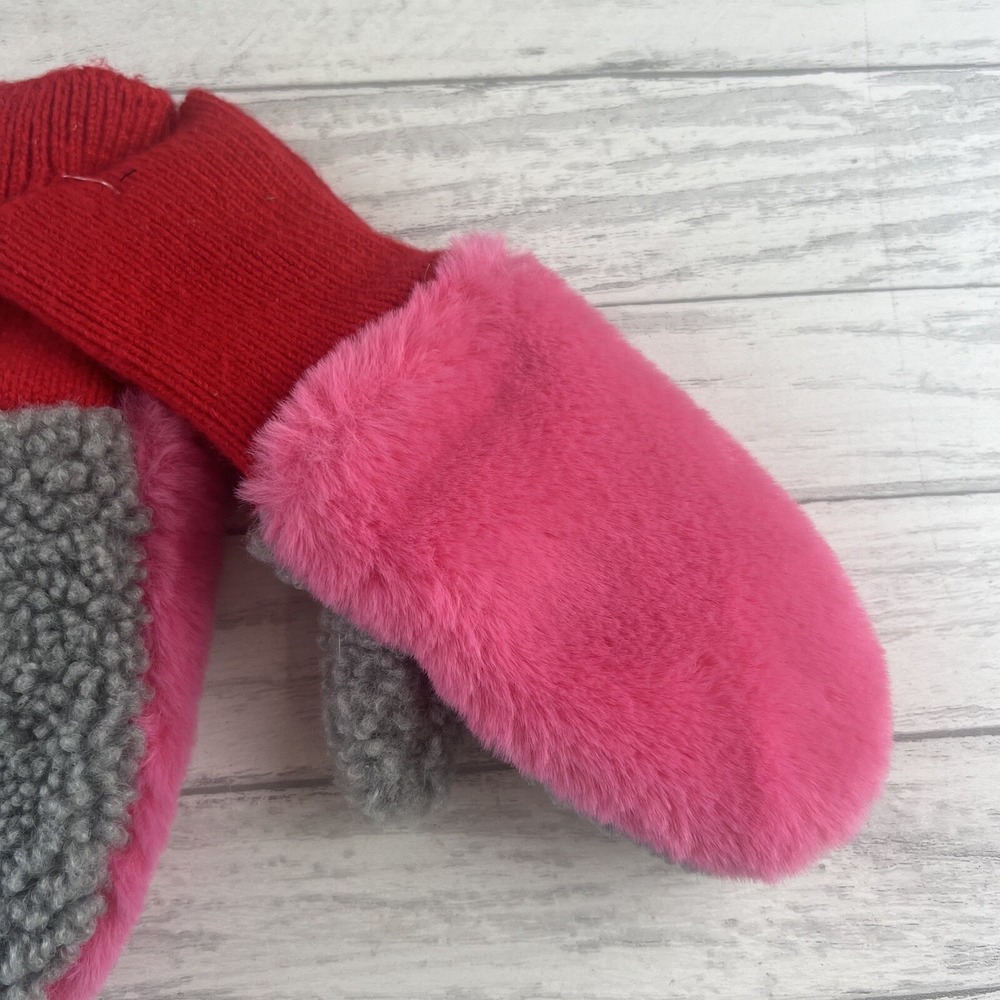 Mini Boden Girls Mittens Pink Red Gray Size XS - Picture 3 of 5